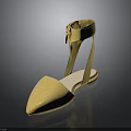 Elegant Yellow Pointed Toe Sandals With Ankle Strap And Flat Sole