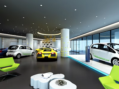 Modern showroom car showroom exhibition hall store 3d model