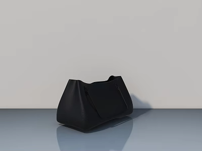 Modern Black Hinged Door With Sleek Surface And Reflective Floor 3d model
