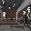 Modern Clothing Store Interior With Glass Window Display Mannequins Shelves And Lighting