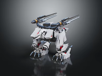 Smart Machine Mechanical Beast With Claws Red Details And Reflective Surface 3d model