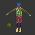 Man In Utah Jazz Number 45 Jersey Standing With Basketball On Gray Background