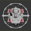 Space Station Model With Interconnected White Red Modules For Space Exploration