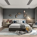 Modern Children's Room Interior With Geometric Wall Decor Bed Rug Chair And Toys
