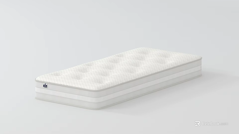 White Mattress With Circular Patterns And Layered Structure For Comfortable Sleep 3d model 