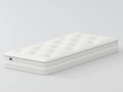 White Mattress With Circular Patterns And Layered Structure For Comfortable Sleep 3d model