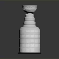 Silver Trophy Sculpture With Detailed Carved Design And Layered Base