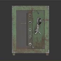 Rusty Green Safe With Open Door And Shelves Inside Vintage Design