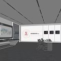 Modern Exhibition Hall Interior Design With Display Walls Screens Seating And Lighting