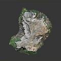 Natural Rock Scene Component With Textured Surface Green Vegetation And Mossy Base