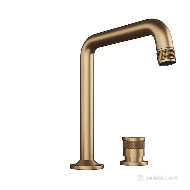 Modern Golden Kitchen Faucet With Tall Neck Design And Matching Base 3d model 