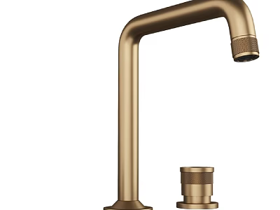 Modern Golden Kitchen Faucet With Tall Neck Design And Matching Base 3d model