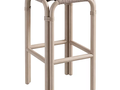 Modern Bar Stool With Metal Frame And Woven Seat For Kitchen Bar Area 3d model
