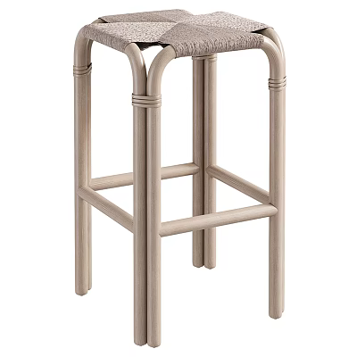 Modern Bar Stool With Metal Frame And Woven Seat For Kitchen Bar Area 3d model