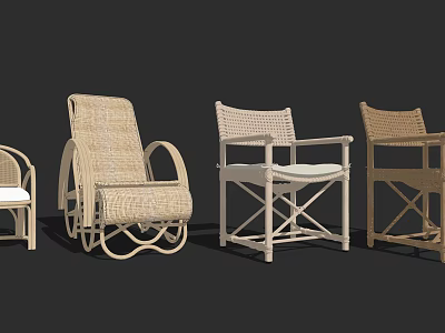 Various Woven Design Leisure Chairs In Light Color With Different Styles For Indoor Outdoor Use 3d model