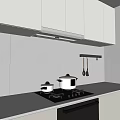 Modern Kitchen With Sleek Stove Range Hood And Essential Appliances 3d model