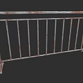 Rusty Metal Fence With Horizontal Top Rail And Vertical Bars Structure