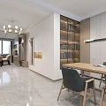 Modern Minimalist Open Living And Dining Room Interior Design With Comfortable Furniture And Storage Spaces