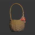 Wicker Basket with Handle for Daily Living Supplies and Red Decorative Ornament