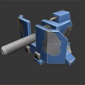Blue Metal Artillery Weapon With Sturdy Barrel And Mechanical Mount Design