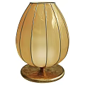 Egg Shaped Table Lamp With Beige Lampshade Black Stripes And Metal Base