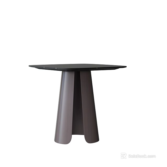 Dark Gray Modern Side Table with Tapered Three Legs and Smooth Circular Tabletop 3d model