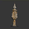 Classical Style Decorative Stone Furniture With Carved Details And Pointed Top Square Base