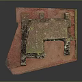 Ancient Ruins Model with Stone Arch Green Grass and Red Ground