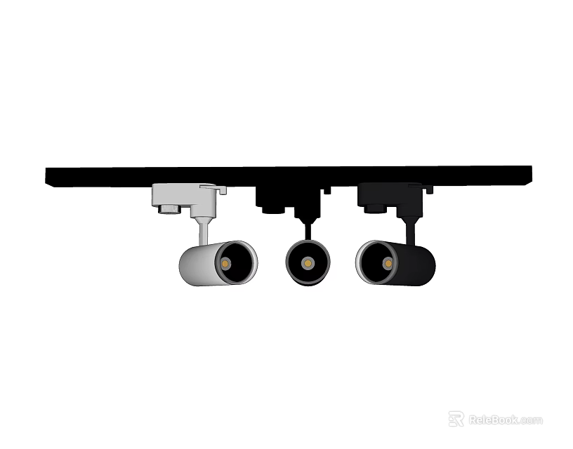 Track Mounted Downlights And Spotlights With Multiple Heads Black Silver Finish 3d model 