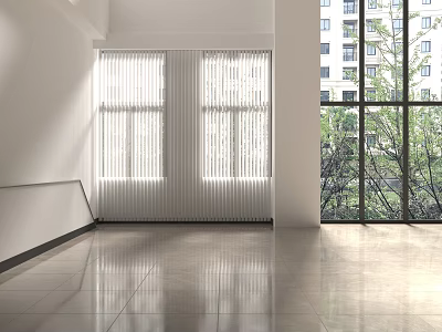 White Venetian Blinds On Room Windows With Natural Light And Bright Space 3d model