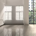 White Venetian Blinds On Room Windows With Natural Light And Bright Space