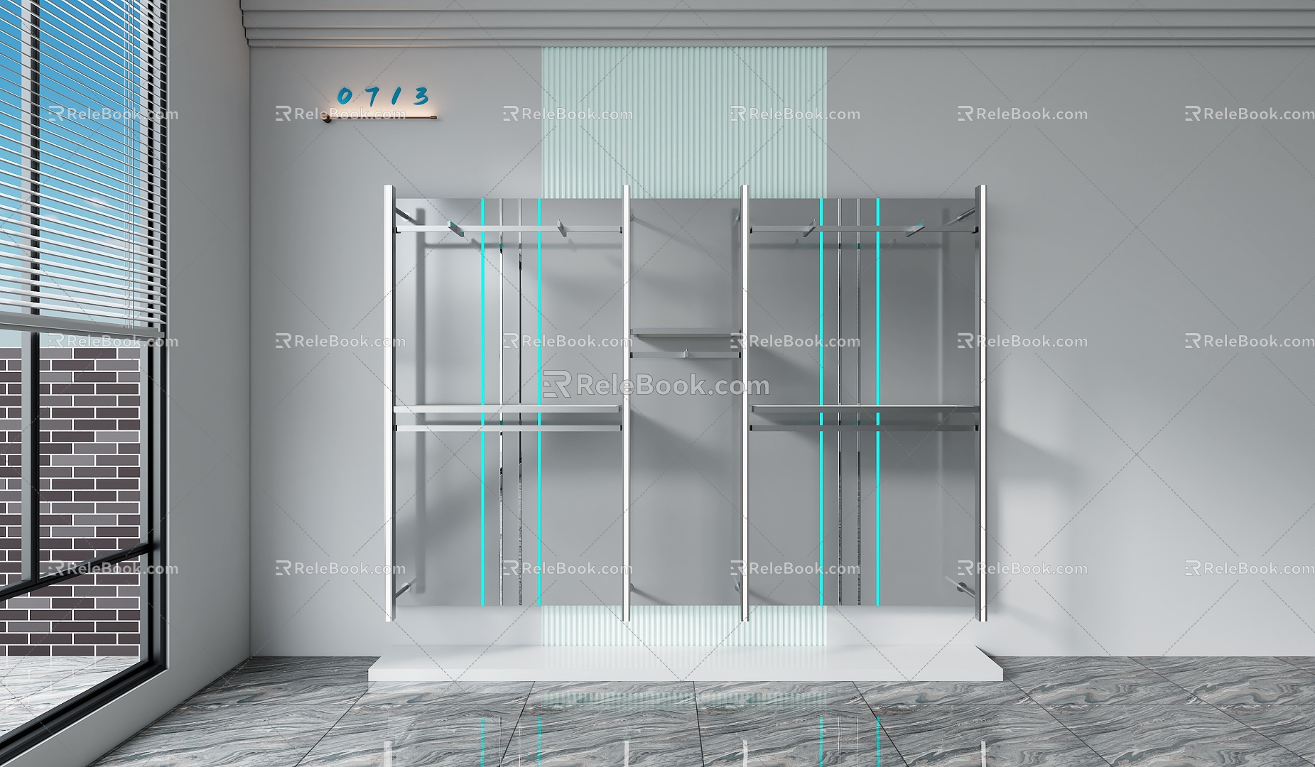 Clothing Store Display Cabinet Display Rack Baking Paint Backboard Store Display Rack 3d model