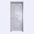 White Hinged Door With Carved Design And Gold Handle Decorative Pattern 3d model