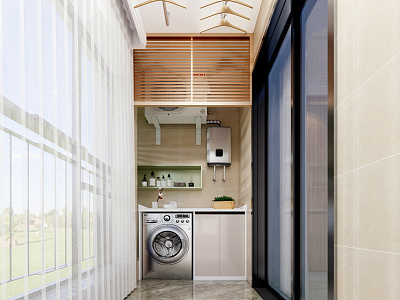 Modern Balcony Laundry Area model