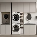 Modern Bathroom Cabinet Rack With Washer Dryer Storage Shelves Mirror And Sink