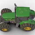 Green John Deere Tractor With Large Tires And Yellow Rims Cab Design Features