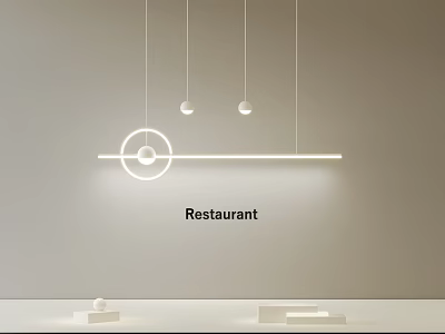 Modern Restaurant Interior With Elegant Linear Pendant Light Circular Design And Contemporary Charm 3d model