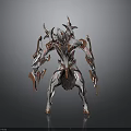 Sci-Fi Character And Biomechanical Creature With Metallic Silver Red Design Sharp Edges And Futuristic Armor