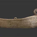 Traditional Handcrafted Wooden Boat with Intricate Carved Details and Ornate Bow Design