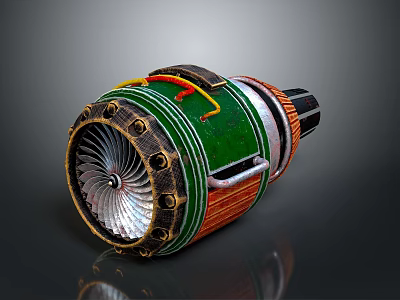 Modern Green Household Fan With Metal Blades And Decorative Orange Accents 3d model Modern Green Household Fan With Metal Blades And Decorative Orange Accents 3d model