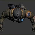 3D Rendered Tactical Military Figure With Helmet And Orange Accented Gear
