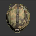 Detailed Military Character Model With Camouflage Helmet And Yellow Face Mask