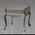 Elegant White Carved Side Table With Marble Top And Decorative Drawer 3d model