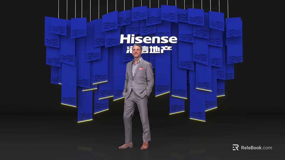 Hisense Real Estate Check In Photo Spot With Blue Decorative Backdrop And Lighting 3d model 