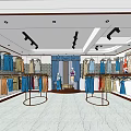 Clothing Store Interior With Various Clothes On Hangers Mannequins And Spotlights