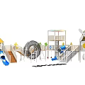 Kindergarten Amusement Facilities Combination Climbing Frame Slide Drill Cage Drill Net Physical Training Development Theme Equipment Windmill 3d model