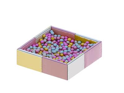 Colorful Ball Pit With Pastel Colored Borders Filled With Multicolored Balls 3d model