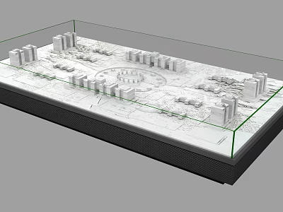 Professional Commercial Equipment for Urban Model Display with Glass Cover and Building Models 3d model