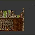 3D Brick Scene Design Featuring Stream Waterfall Bridge Grass And Platform