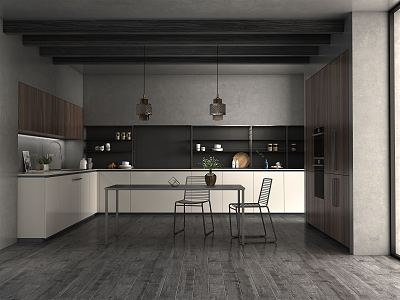 modern kitchen gray tone kitchen 3d model